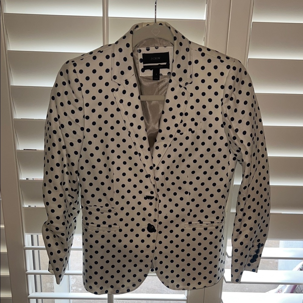 J. Crew Women's Black and White Polka Dot Blazer